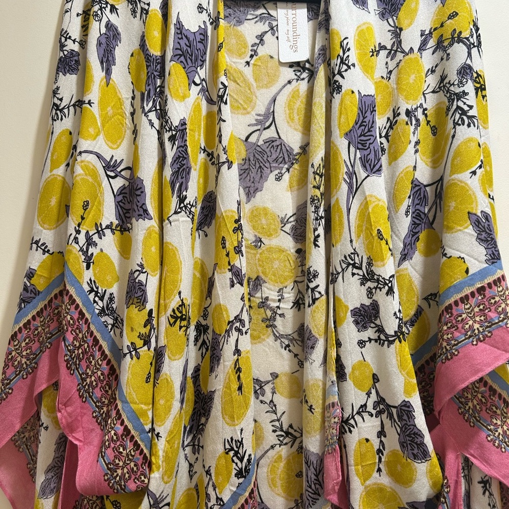 Soft Surroundings Yellow and Pink Floral Top